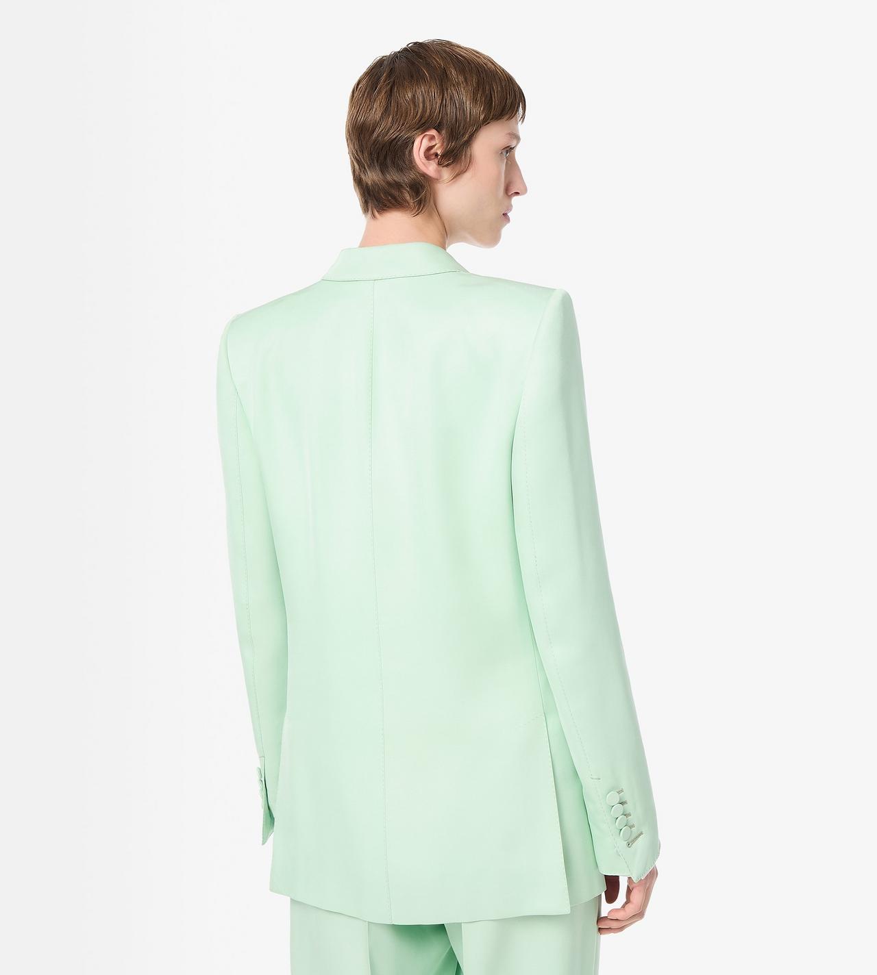 TOM FORD SILK PALE MINT DOUBLE BREASTED PEAK LAPEL JACKET HEAVY SILK TWILL