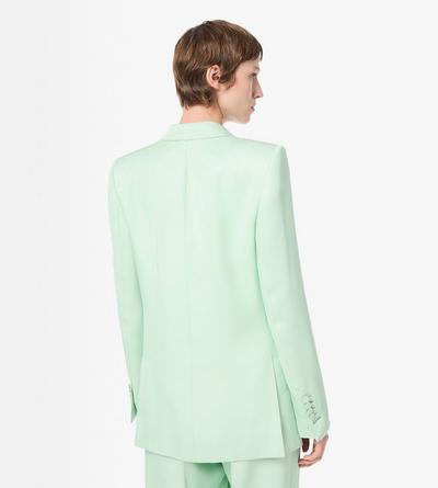 TOM FORD SILK PALE MINT DOUBLE BREASTED PEAK LAPEL JACKET HEAVY SILK TWILL