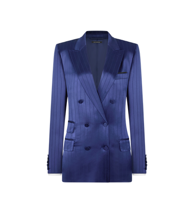DOUBLE BREASTED PEAK LAPEL STRIPED JACKET image number 0