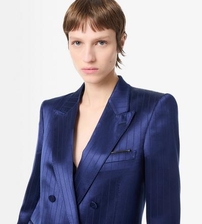 DOUBLE BREASTED PEAK LAPEL STRIPED JACKET image number 1