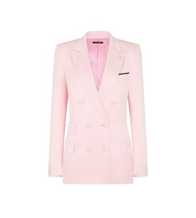 TOM FORD SILK CANDY PINK SILK SATIN DOUBLE BREASTED PEAK LAPEL JACKET