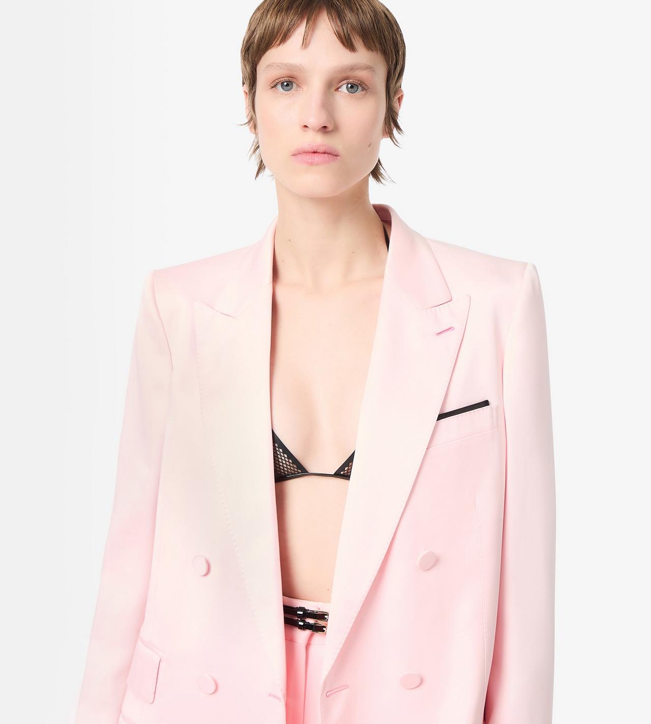 TOM FORD SILK CANDY PINK SILK SATIN DOUBLE BREASTED PEAK LAPEL JACKET