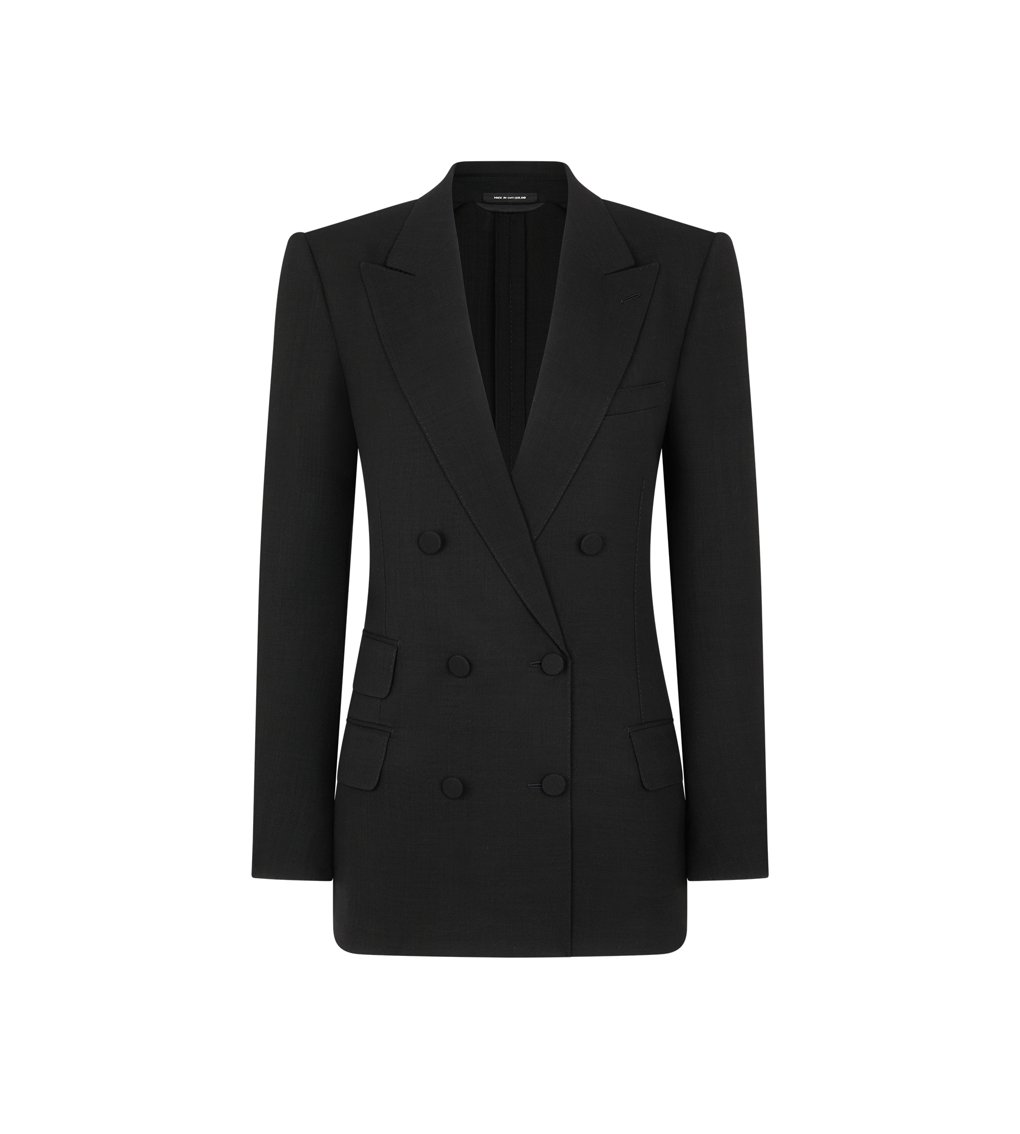 DOUBLE BREASTED PEAK LAPEL LIGHT WOOL JACKET