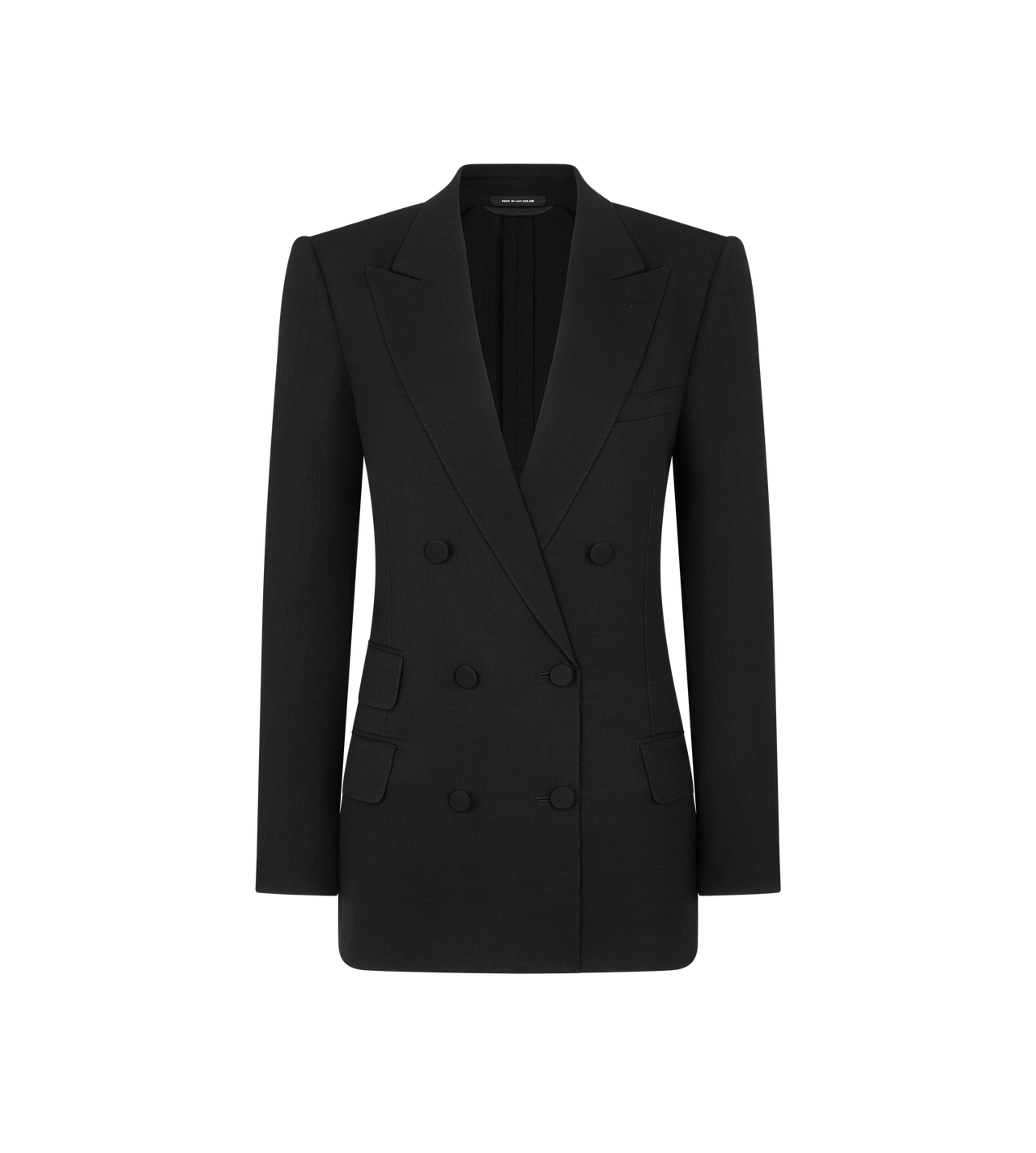 TOM FORD WOOL BLACK DOUBLE BREASTED PEAK LAPEL LIGHT WOOL JACKET