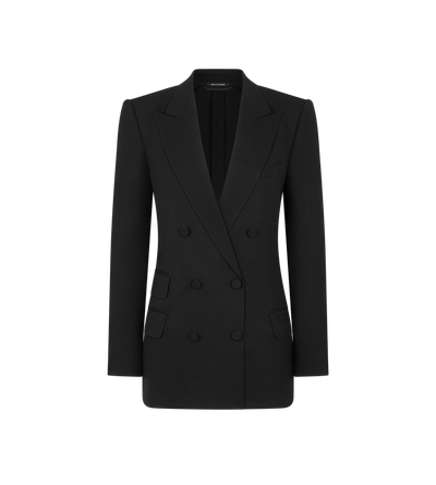 DOUBLE BREASTED PEAK LAPEL LIGHT WOOL JACKET