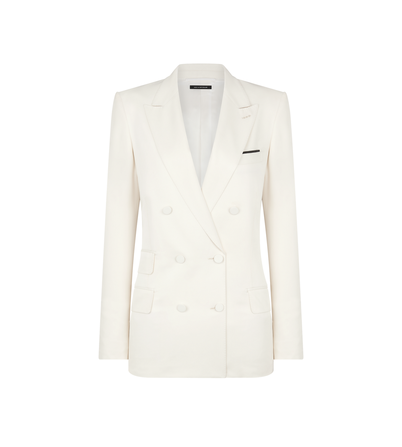 TOM FORD SILK OFF WHITE DOUBLE BREASTED PEAK LAPEL HEAVY SILK TWILL JACKET
