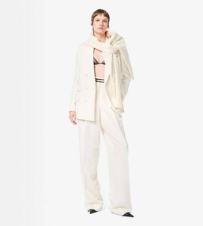 TOM FORD SILK OFF WHITE DOUBLE BREASTED PEAK LAPEL HEAVY SILK TWILL JACKET