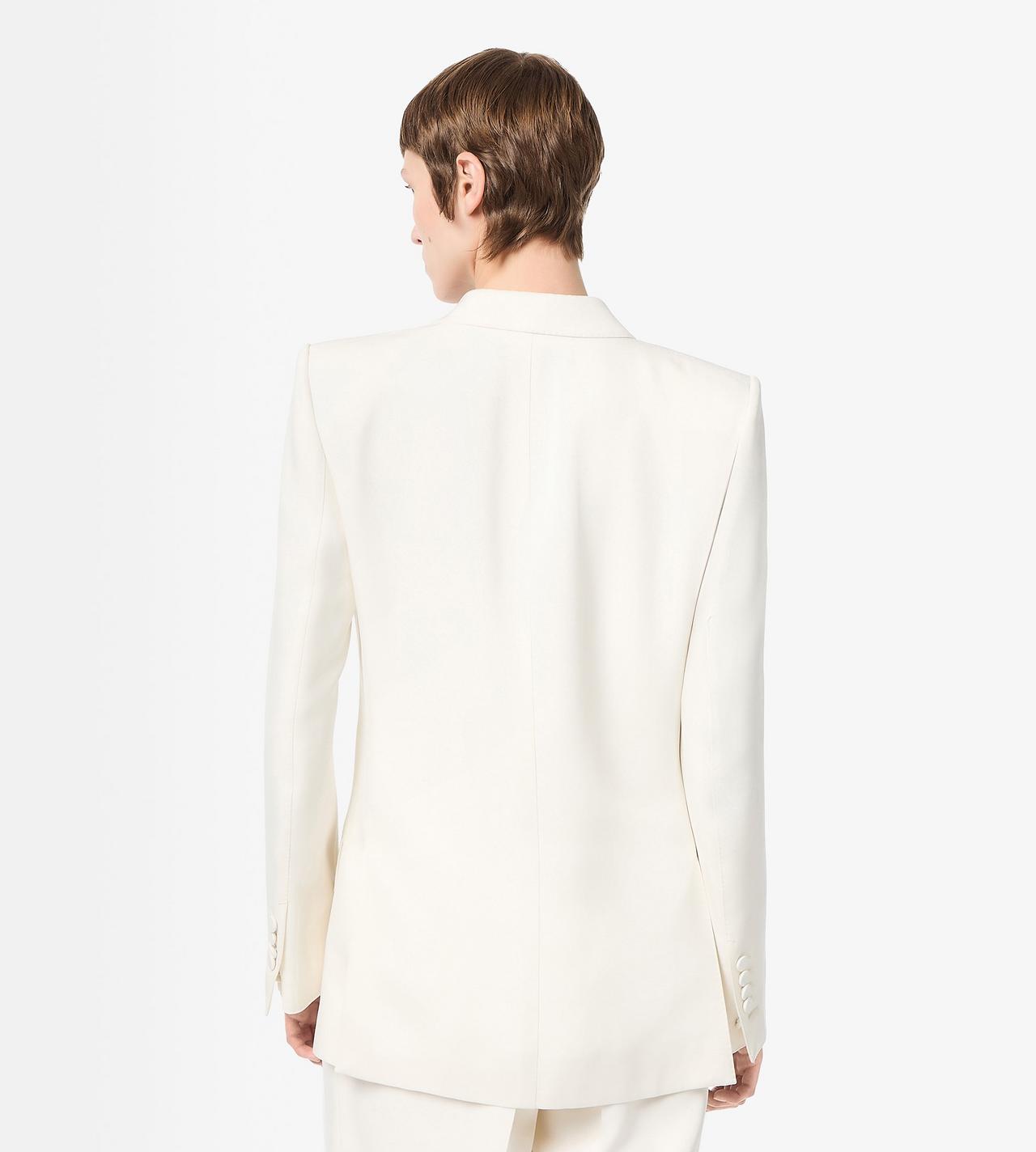TOM FORD SILK OFF WHITE DOUBLE BREASTED PEAK LAPEL HEAVY SILK TWILL JACKET