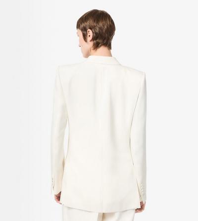 TOM FORD SILK OFF WHITE DOUBLE BREASTED PEAK LAPEL HEAVY SILK TWILL JACKET