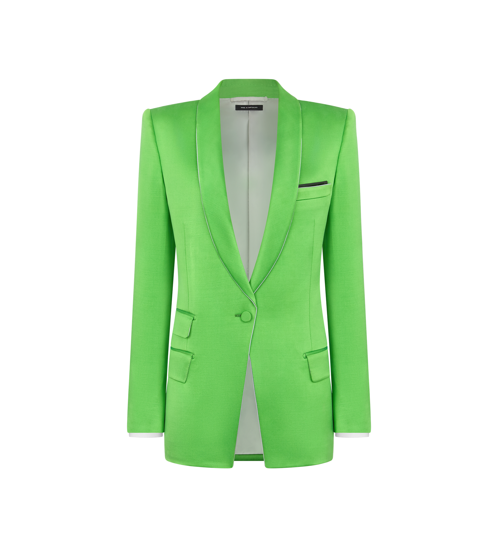 SINGLE BREASTED SHAWL LAPEL SILK WOOL JACKET