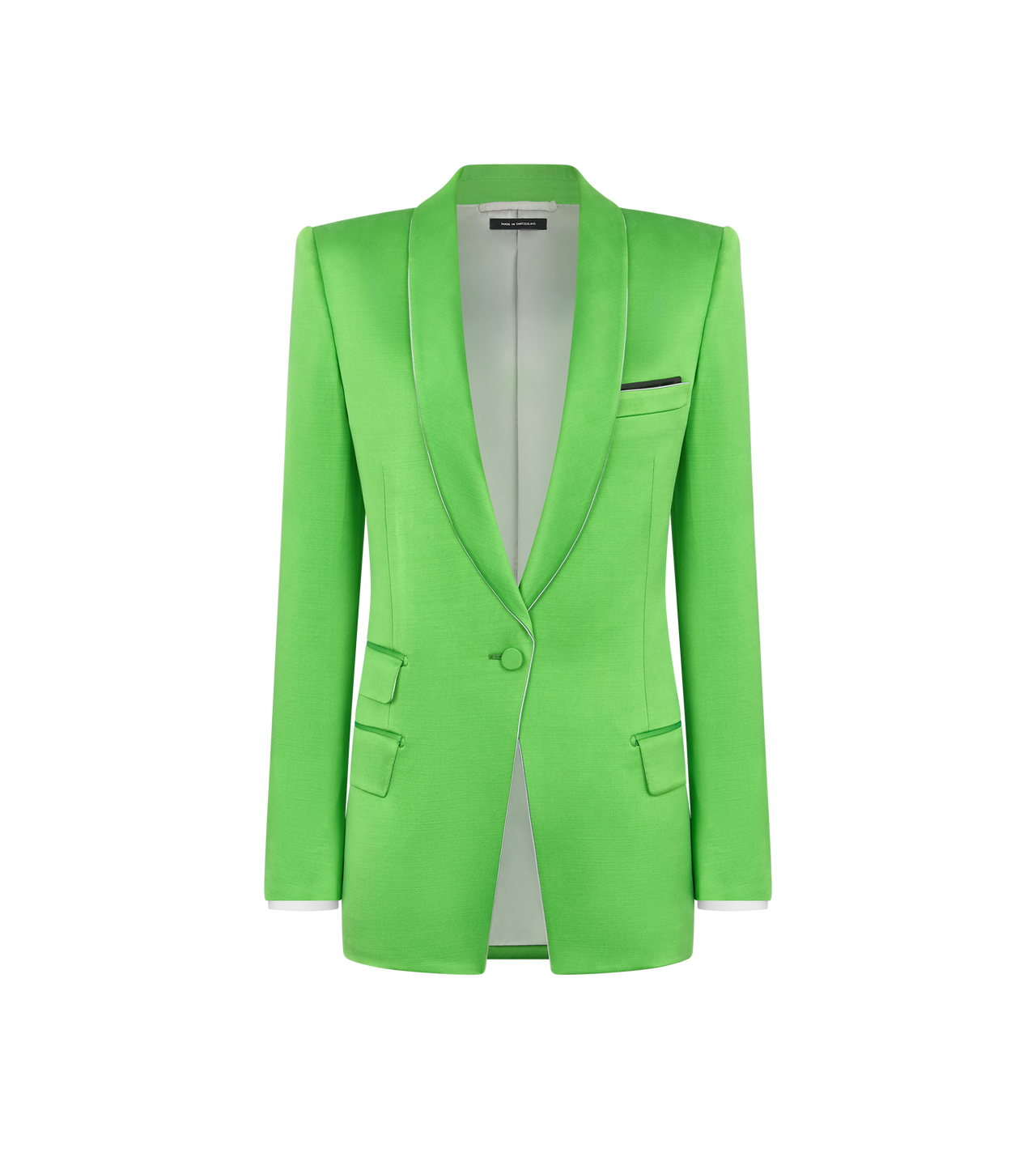 TOM FORD SILK WOOL BLEND SEAGRASS SINGLE BREASTED SHAWL LAPEL SILK WOOL JACKET