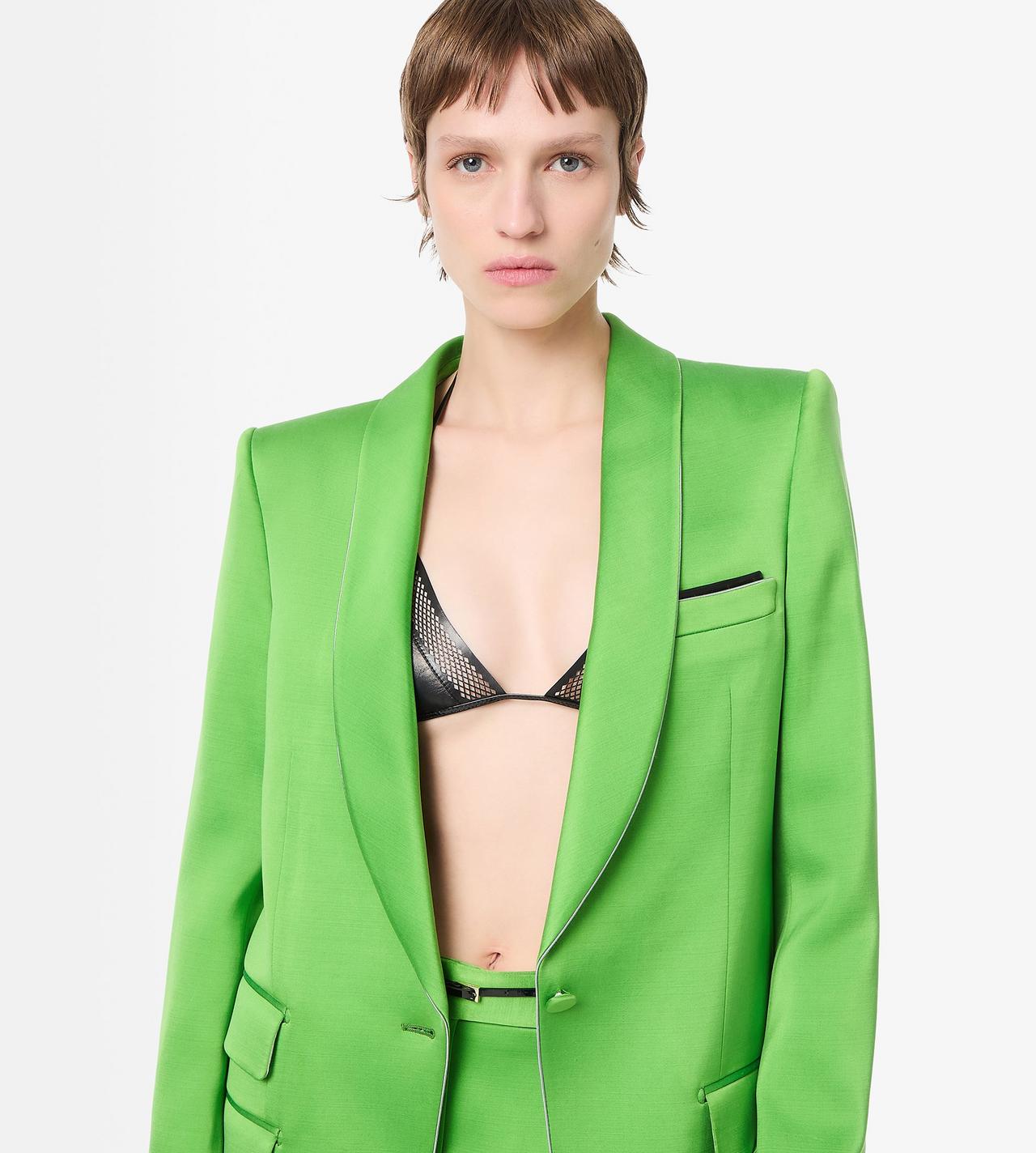 TOM FORD SILK WOOL BLEND SEAGRASS SINGLE BREASTED SHAWL LAPEL SILK WOOL JACKET