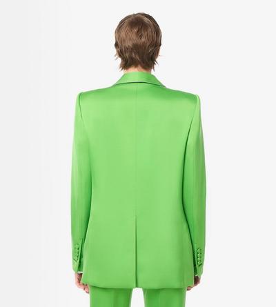 TOM FORD SILK WOOL BLEND SEAGRASS SINGLE BREASTED SHAWL LAPEL SILK WOOL JACKET