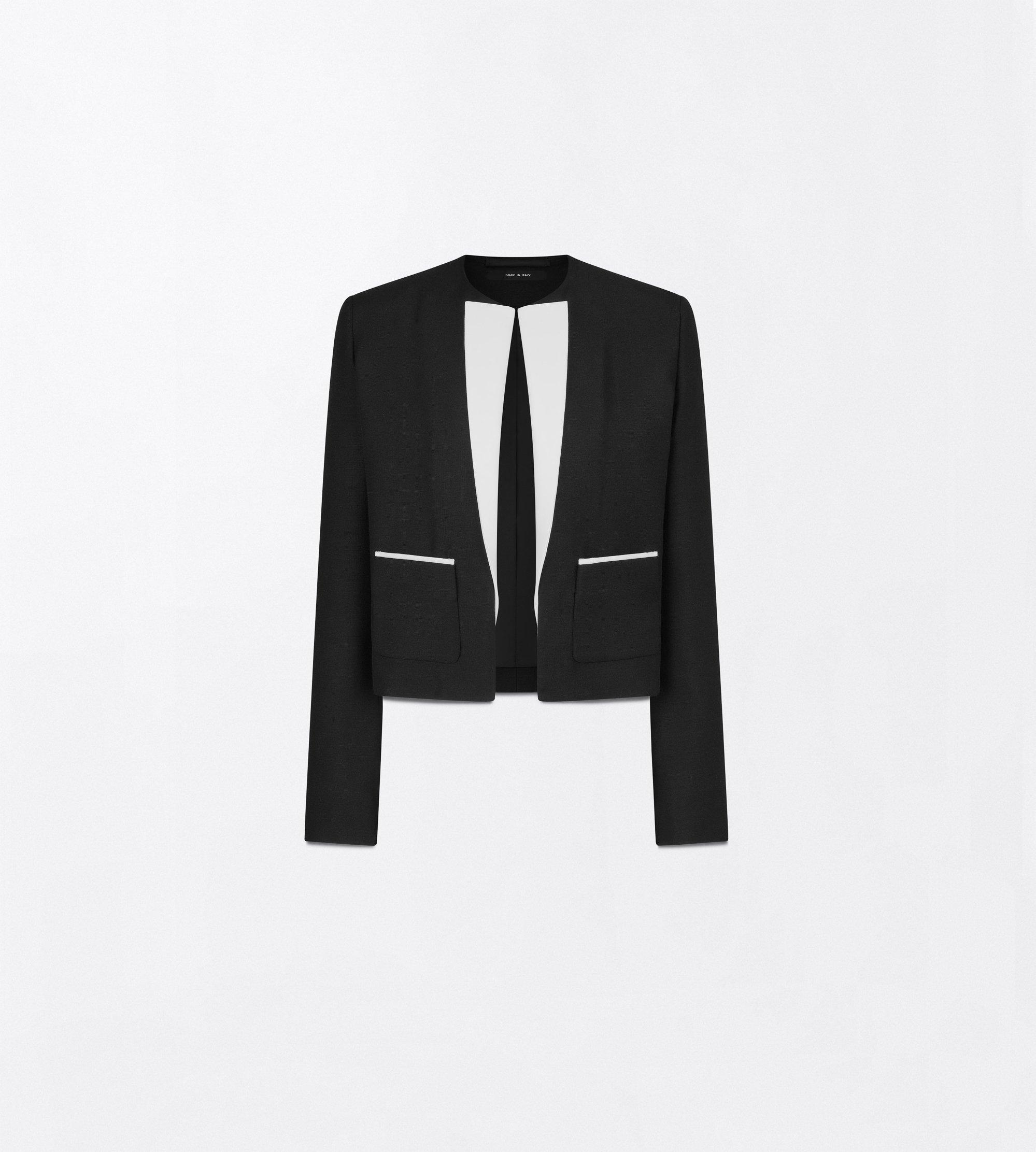 WOOL SILK RADZIMIR SPENCER JACKET WITH CONTRAST DETAILS