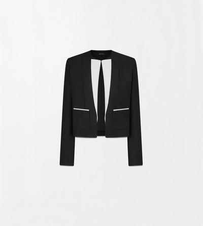 WOOL SILK RADZIMIR SPENCER JACKET WITH CONTRAST DETAILS