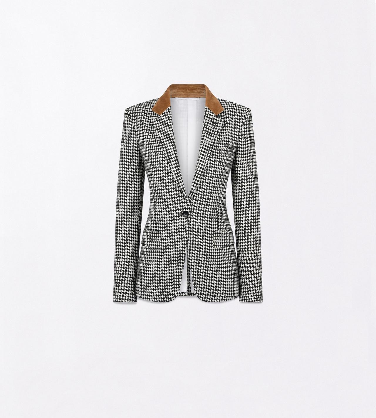 TOM FORD CASHMERE BLACK AND WHITE CASHMERE PIED DE POULE SINGLE BREASTED BOYFRIEND JACKET