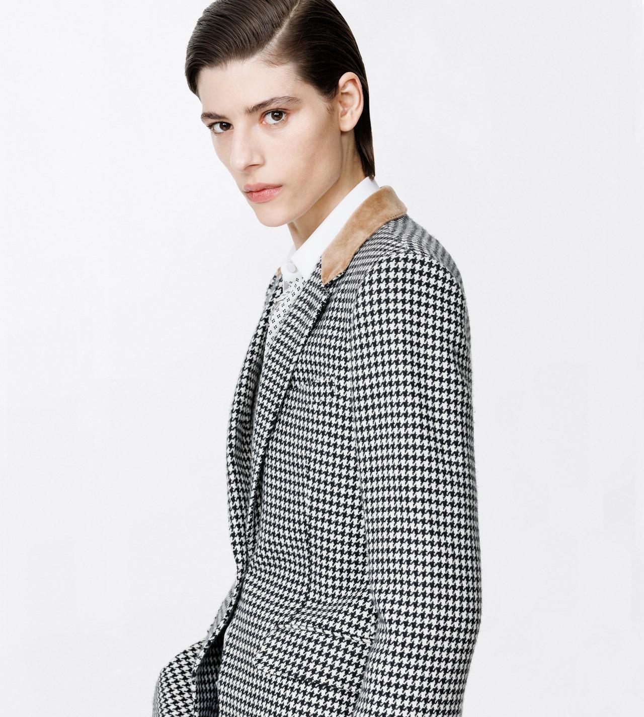 TOM FORD CASHMERE BLACK AND WHITE CASHMERE PIED DE POULE SINGLE BREASTED BOYFRIEND JACKET