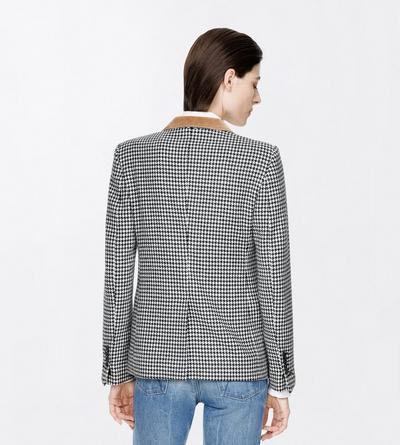 TOM FORD CASHMERE BLACK AND WHITE CASHMERE PIED DE POULE SINGLE BREASTED BOYFRIEND JACKET