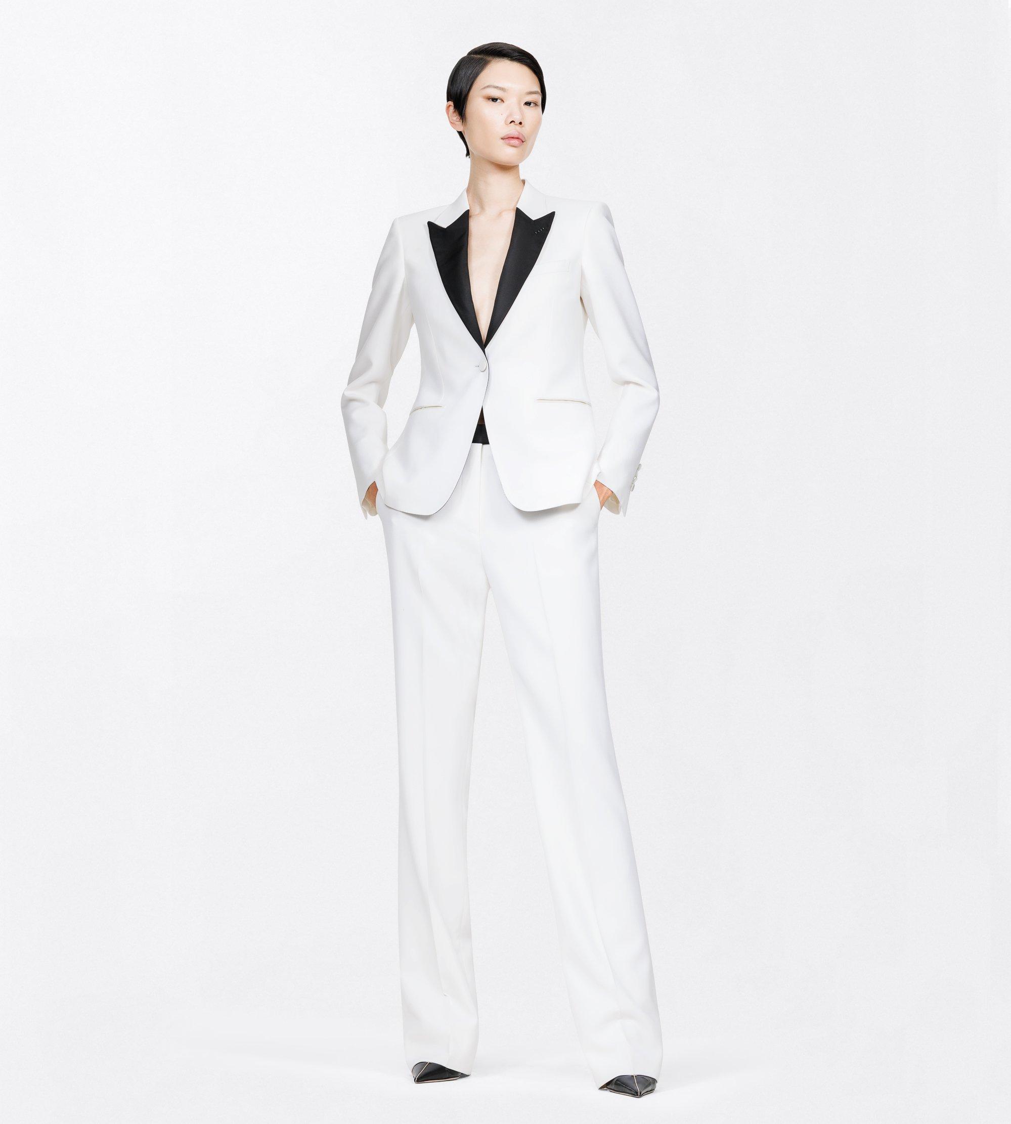 SHARP GRAIN DE POUDRE SINGLE BREASTED TUXEDO BOYFRIEND JACKET