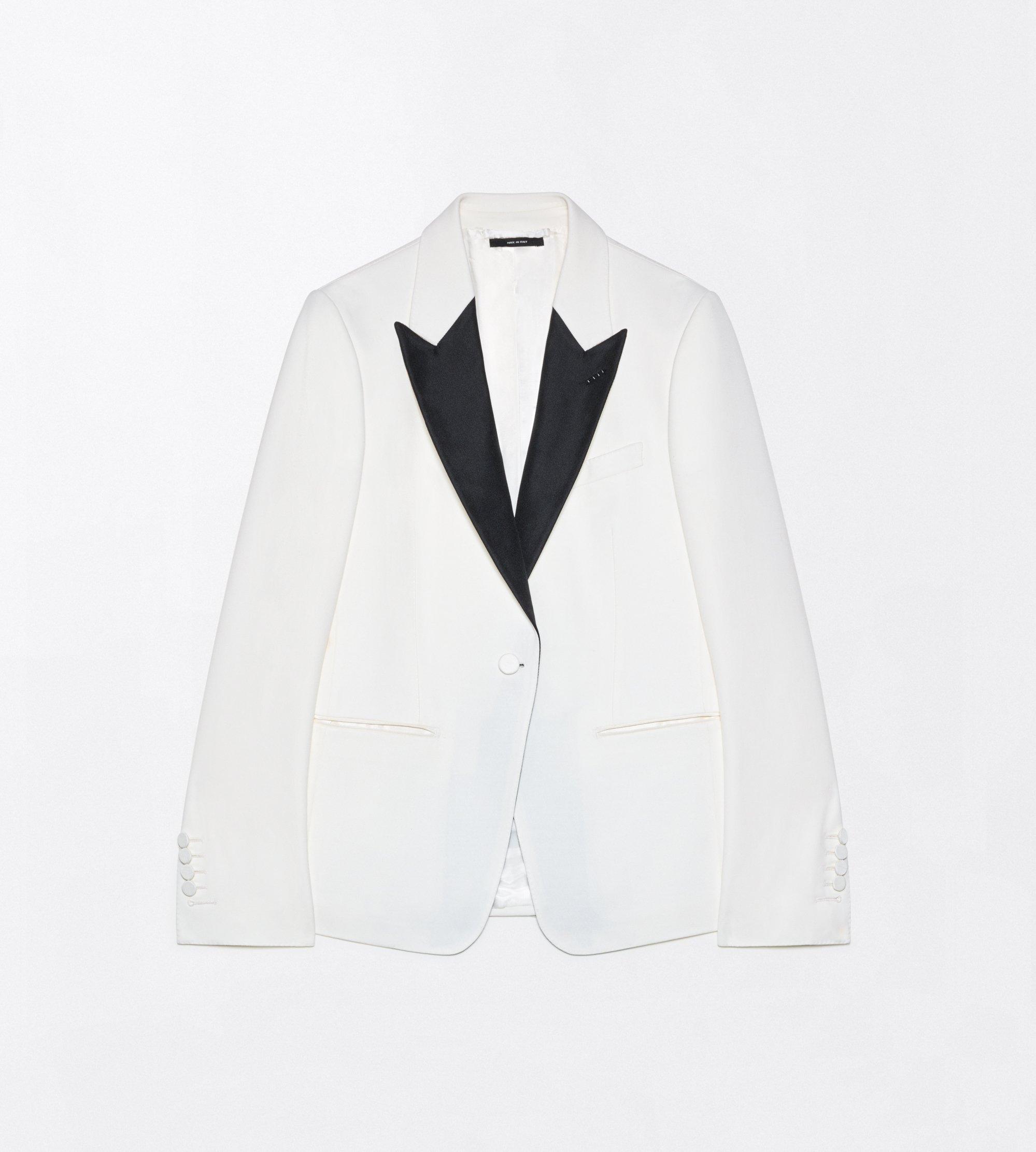 SHARP GRAIN DE POUDRE SINGLE BREASTED TUXEDO BOYFRIEND JACKET