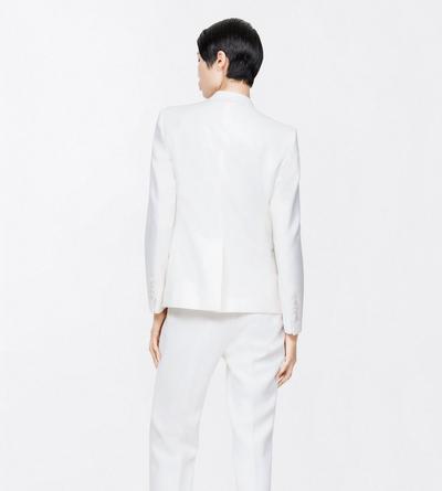 TOM FORD WOOL OFF WHITE SHARP GRAIN DE POUDRE SINGLE BREASTED TUXEDO BOYFRIEND JACKET