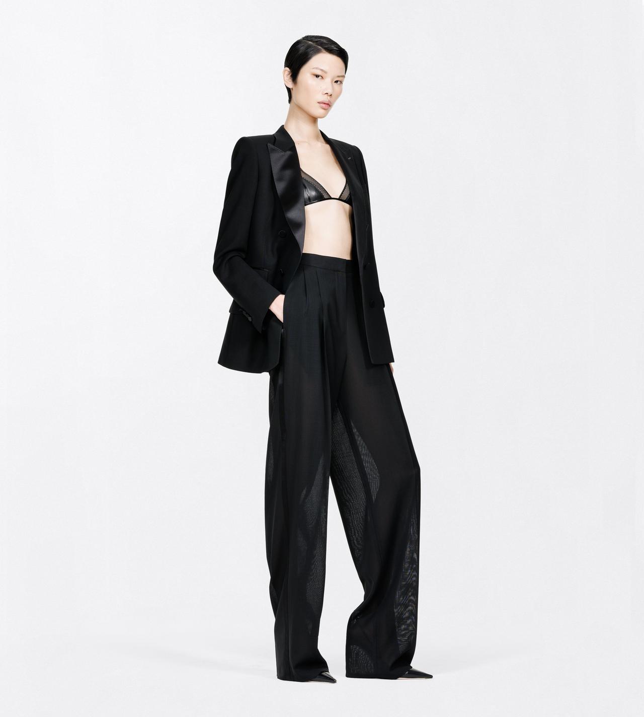 TOM FORD  BLACK LIGHT VIRGIN WOOL DOUBLE BREASTED PEAK LAPEL TUXEDO JACKET