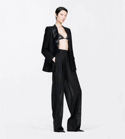 TOM FORD  BLACK LIGHT VIRGIN WOOL DOUBLE BREASTED PEAK LAPEL TUXEDO JACKET
