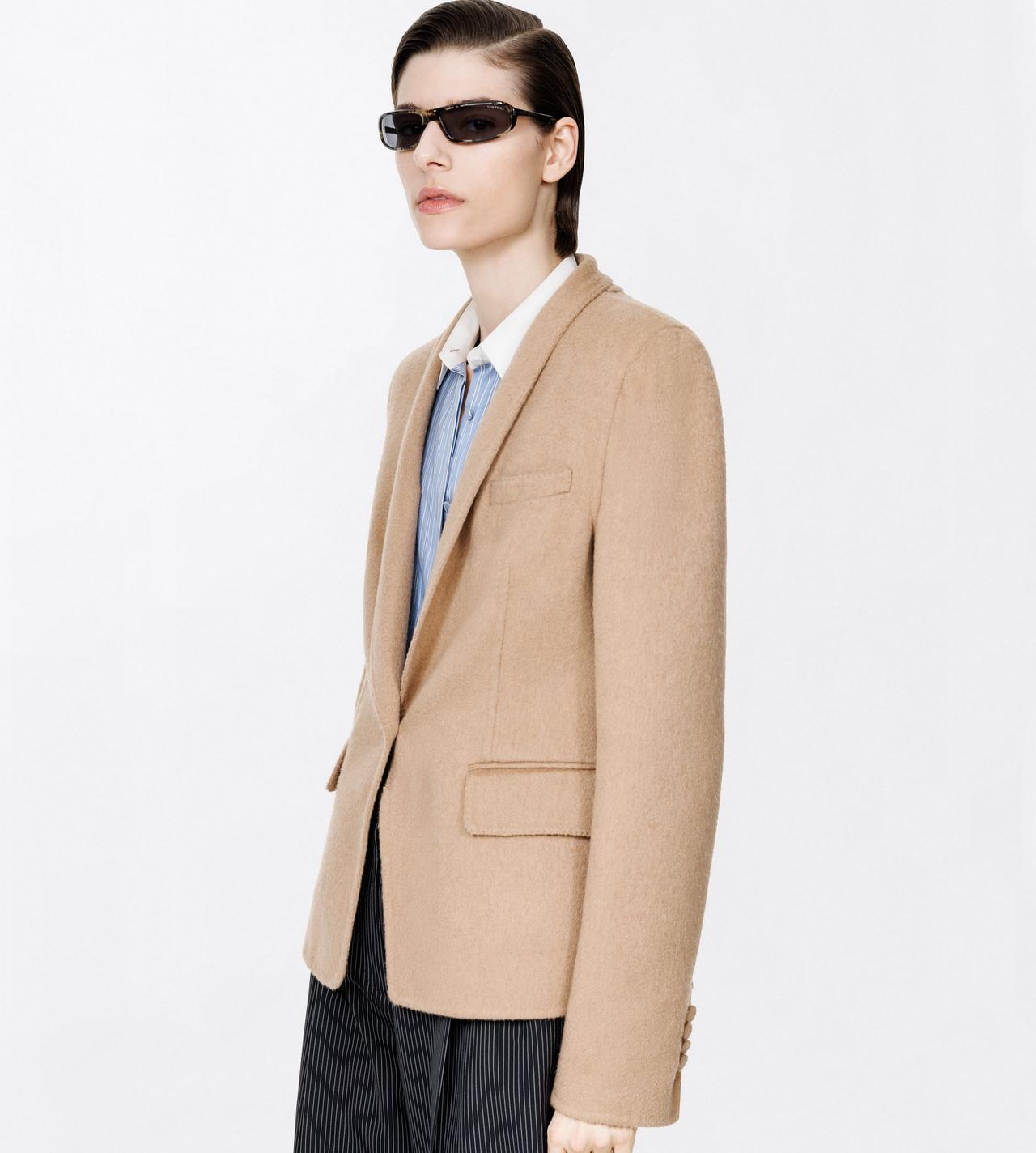 TOM FORD WOOL CAMEL PURE CAMEL SINGLE BREASTED SHAWL LAPEL JACKET