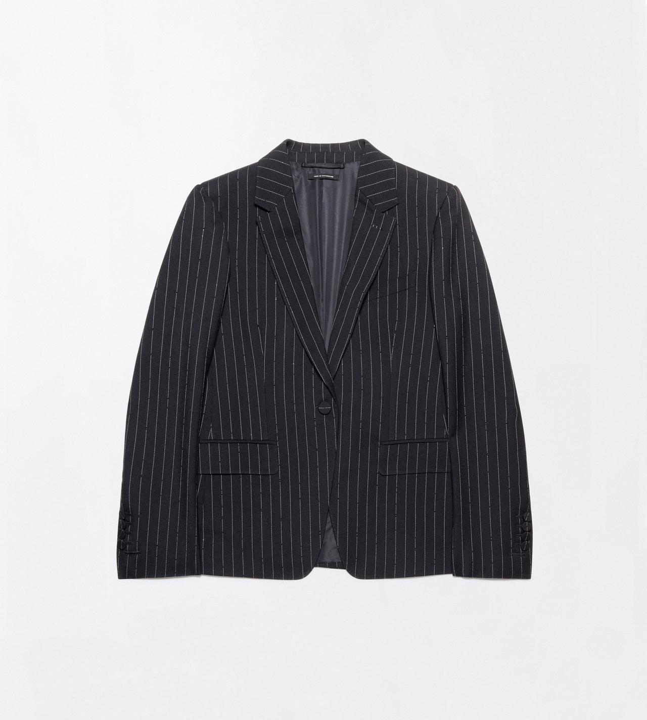 TOM FORD WOOL BLACK CHALK STRIPED HOTFIX EMBROIDERY ON WOOL BOYFRIEND JACKET