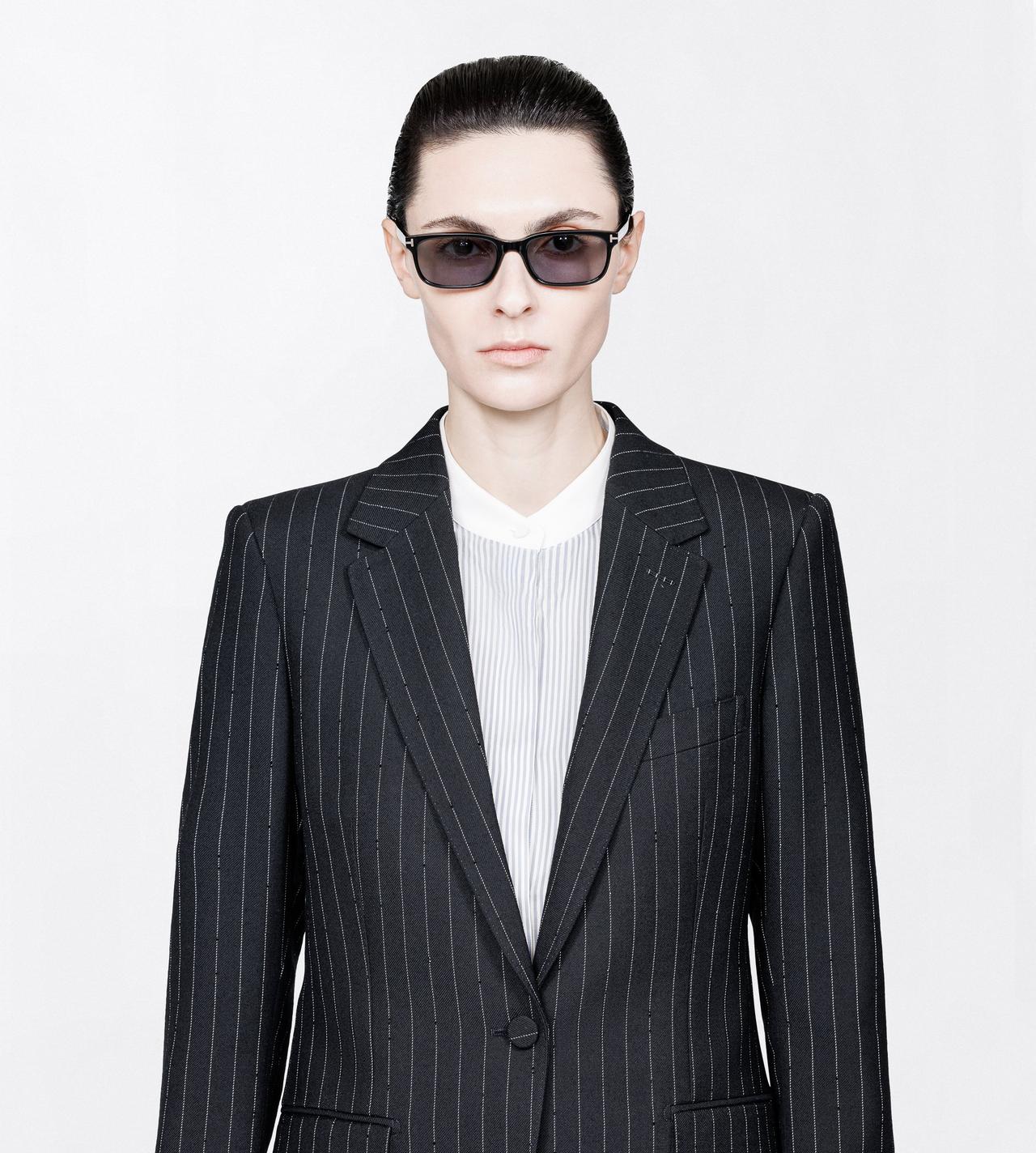 TOM FORD WOOL BLACK CHALK STRIPED HOTFIX EMBROIDERY ON WOOL BOYFRIEND JACKET