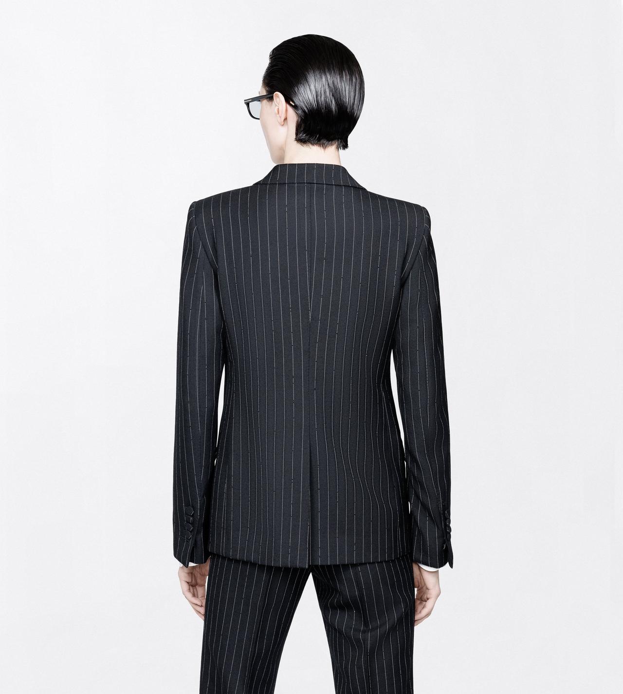 TOM FORD WOOL BLACK CHALK STRIPED HOTFIX EMBROIDERY ON WOOL BOYFRIEND JACKET