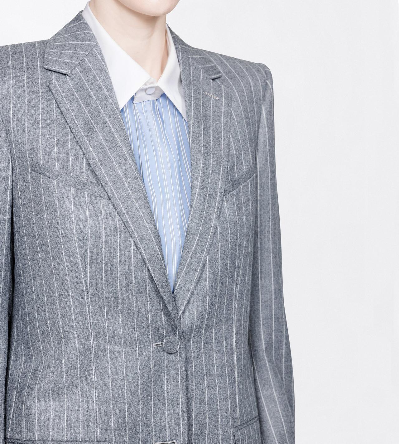 TOM FORD WOOL GREY+WHITE STRIPED FLANNEL WESTERN JACKET
