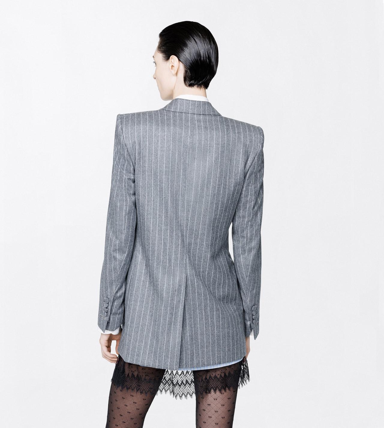 TOM FORD WOOL GREY+WHITE STRIPED FLANNEL WESTERN JACKET