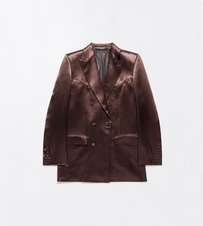 TOM FORD SILK CHOCOLATE SILK SATIN WESTERN JACKET