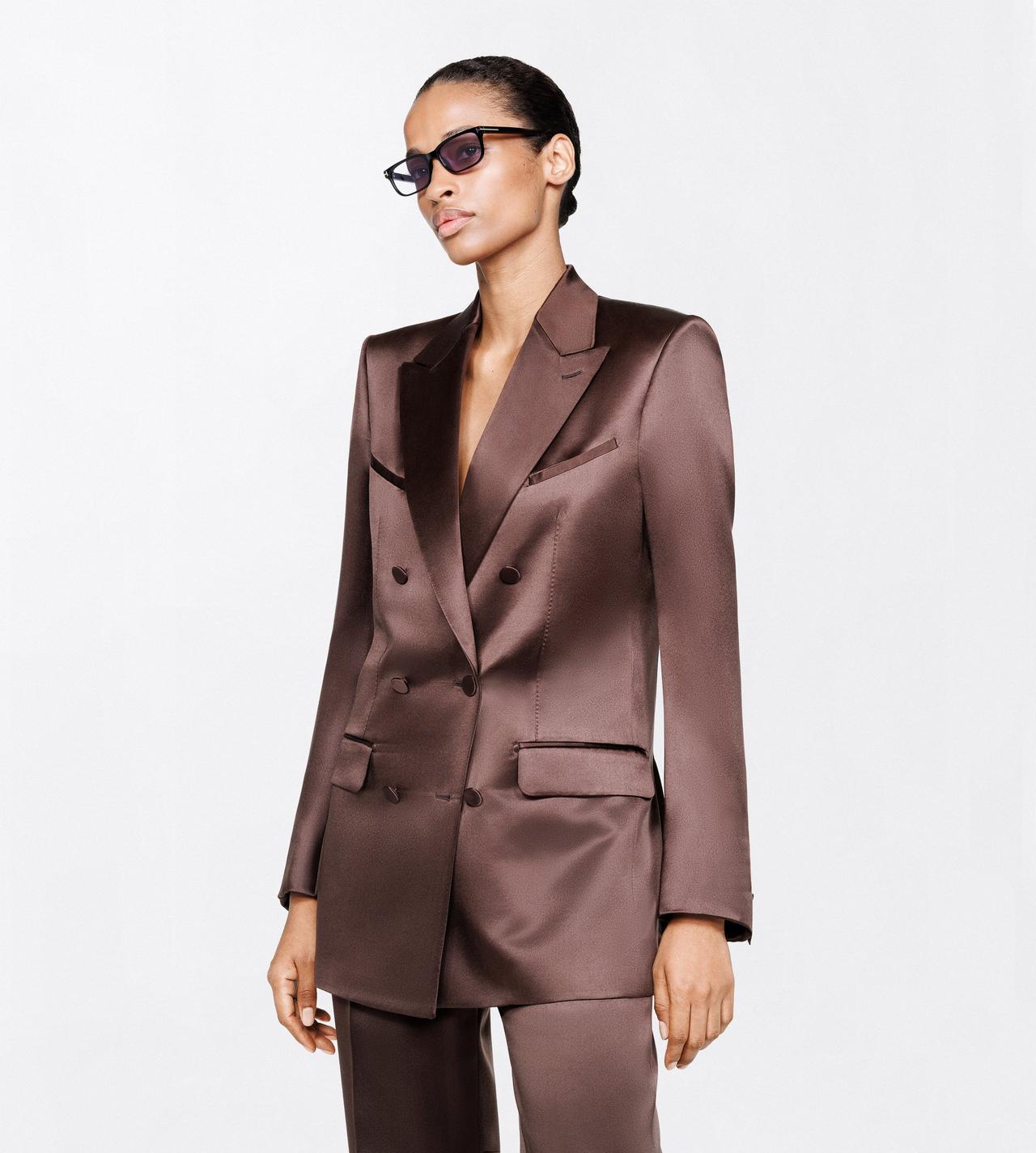 TOM FORD SILK CHOCOLATE SILK SATIN WESTERN JACKET