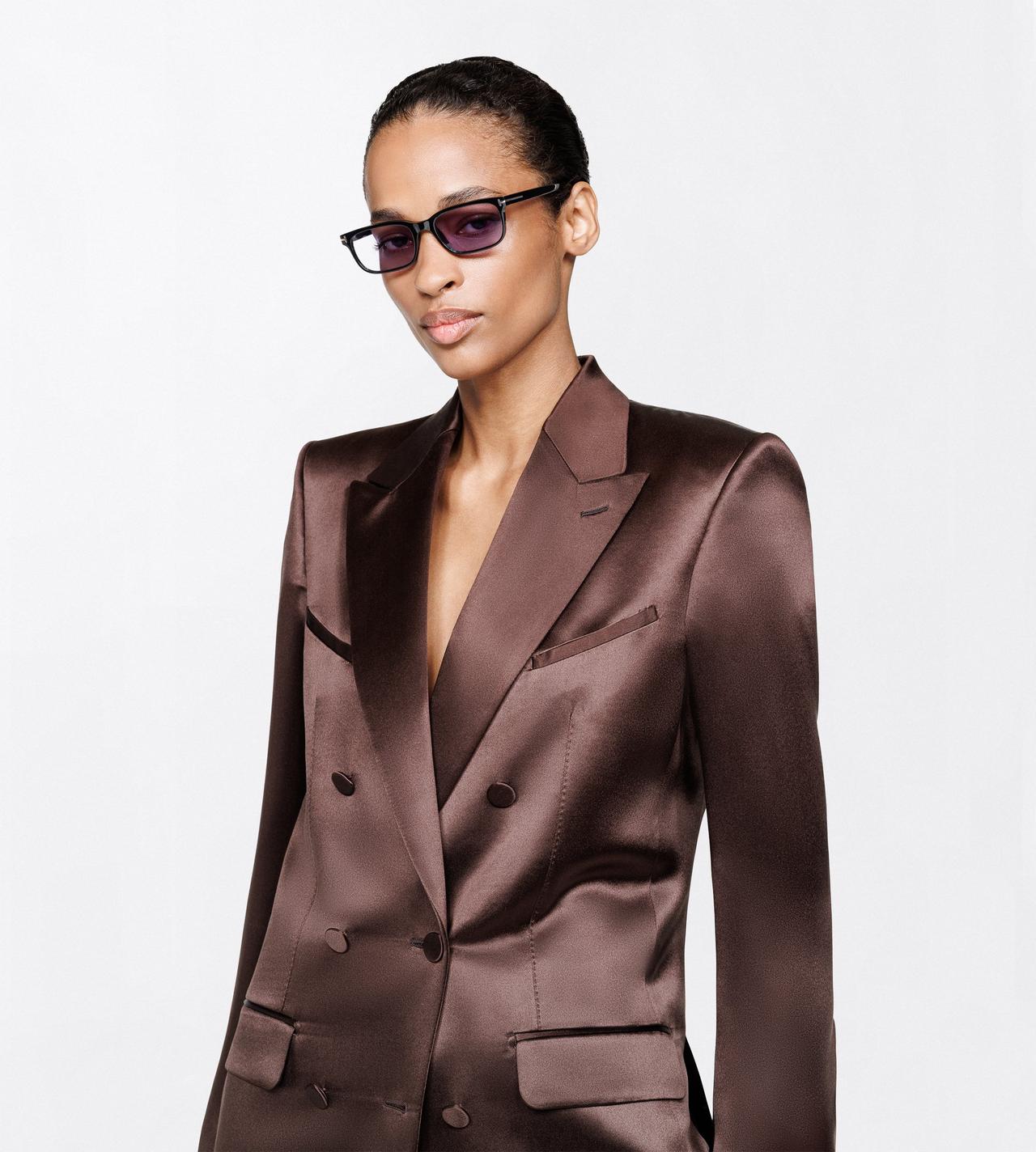 TOM FORD SILK CHOCOLATE SILK SATIN WESTERN JACKET