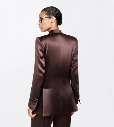 TOM FORD SILK CHOCOLATE SILK SATIN WESTERN JACKET