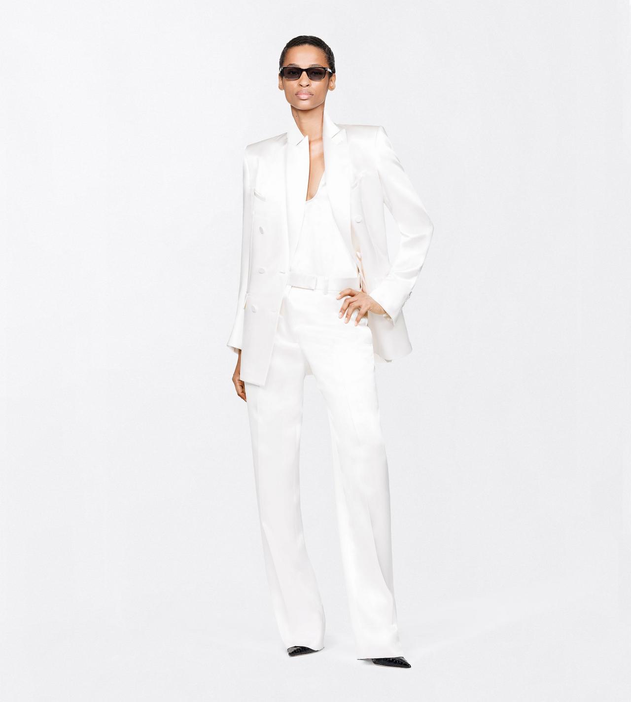 TOM FORD SILK OFF WHITE SILK SATIN WESTERN JACKET