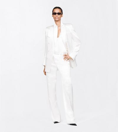 TOM FORD SILK OFF WHITE SILK SATIN WESTERN JACKET
