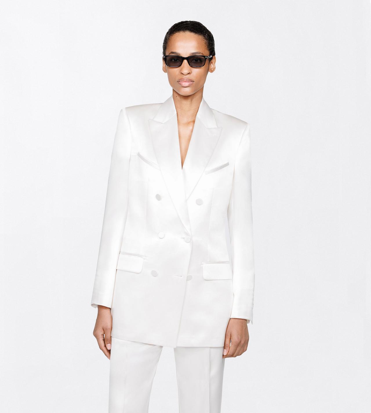 TOM FORD SILK OFF WHITE SILK SATIN WESTERN JACKET