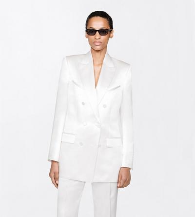 TOM FORD SILK OFF WHITE SILK SATIN WESTERN JACKET