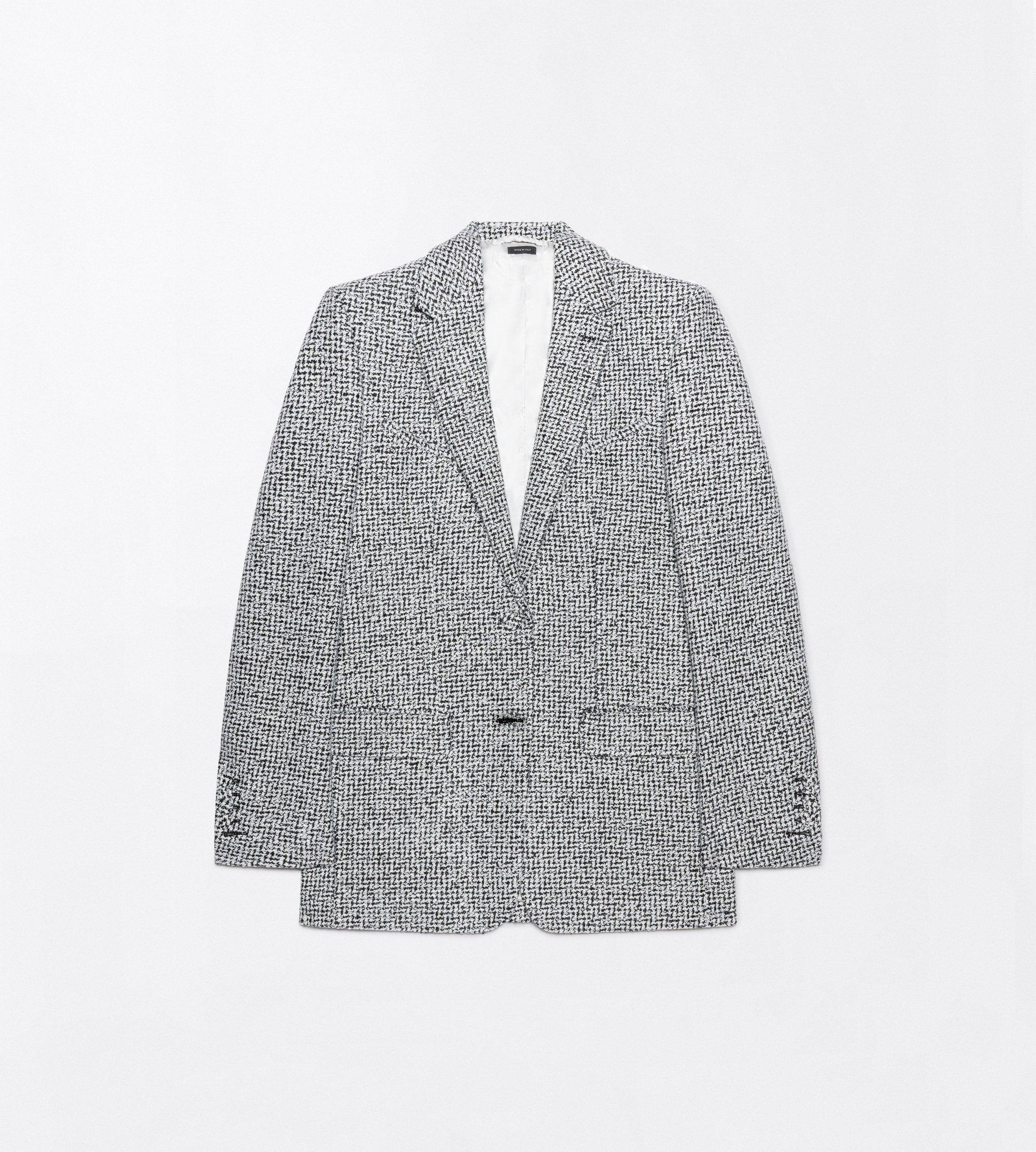 SEQUINED BROKEN CHEVRONS TWEED WOOL BLEND WESTERN JACKET