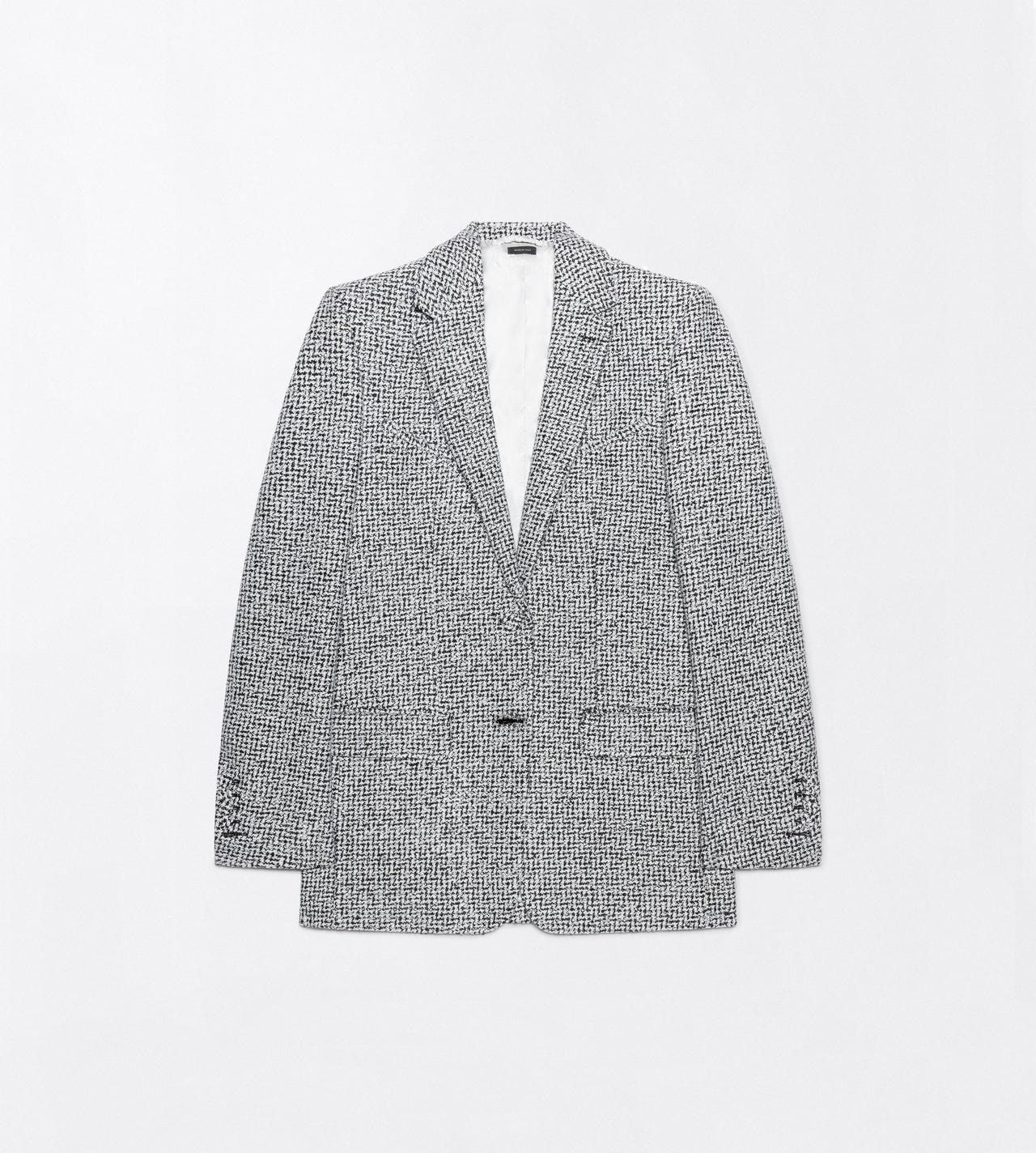 TOM FORD TWEED CREAM + BLACK SEQUINED BROKEN CHEVRONS TWEED WOOL BLEND WESTERN JACKET