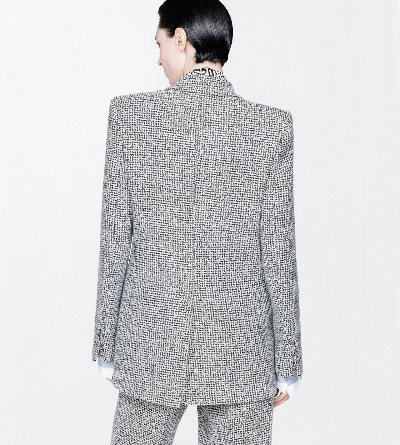 TOM FORD TWEED CREAM + BLACK SEQUINED BROKEN CHEVRONS TWEED WOOL BLEND WESTERN JACKET