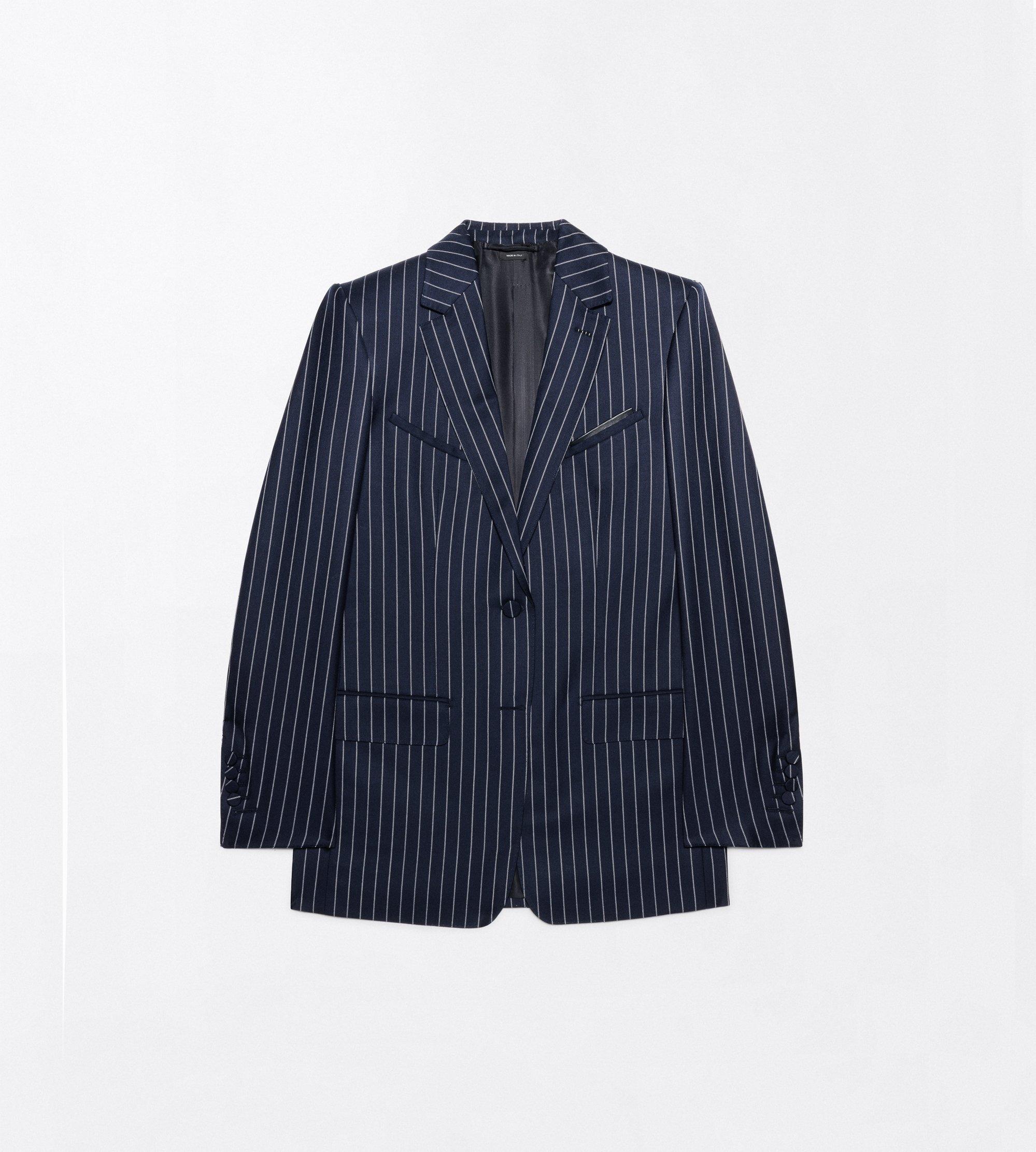 CORDED CHALK STRIPE WOOL WESTERN JACKET