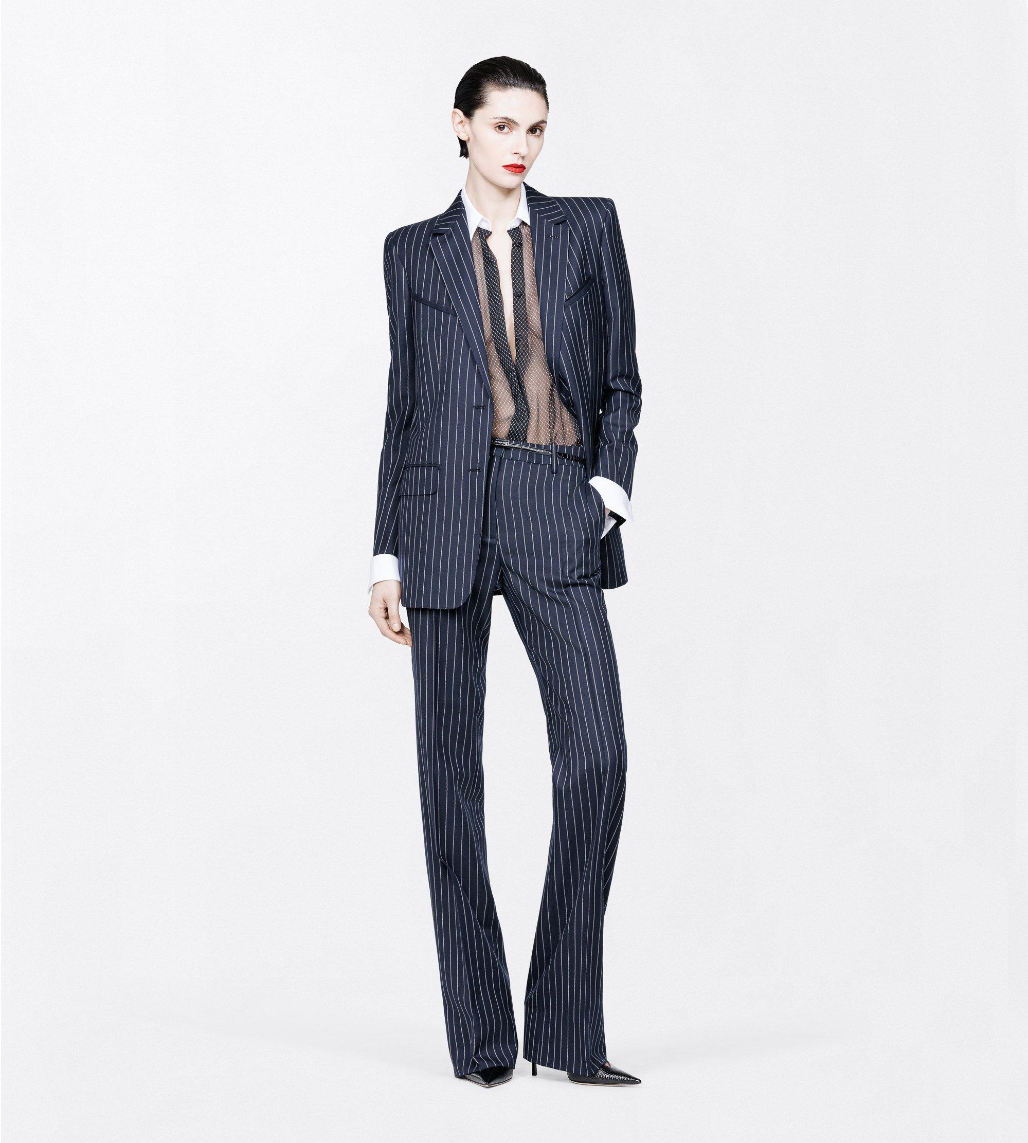 CORDED CHALK STRIPE WOOL WESTERN JACKET