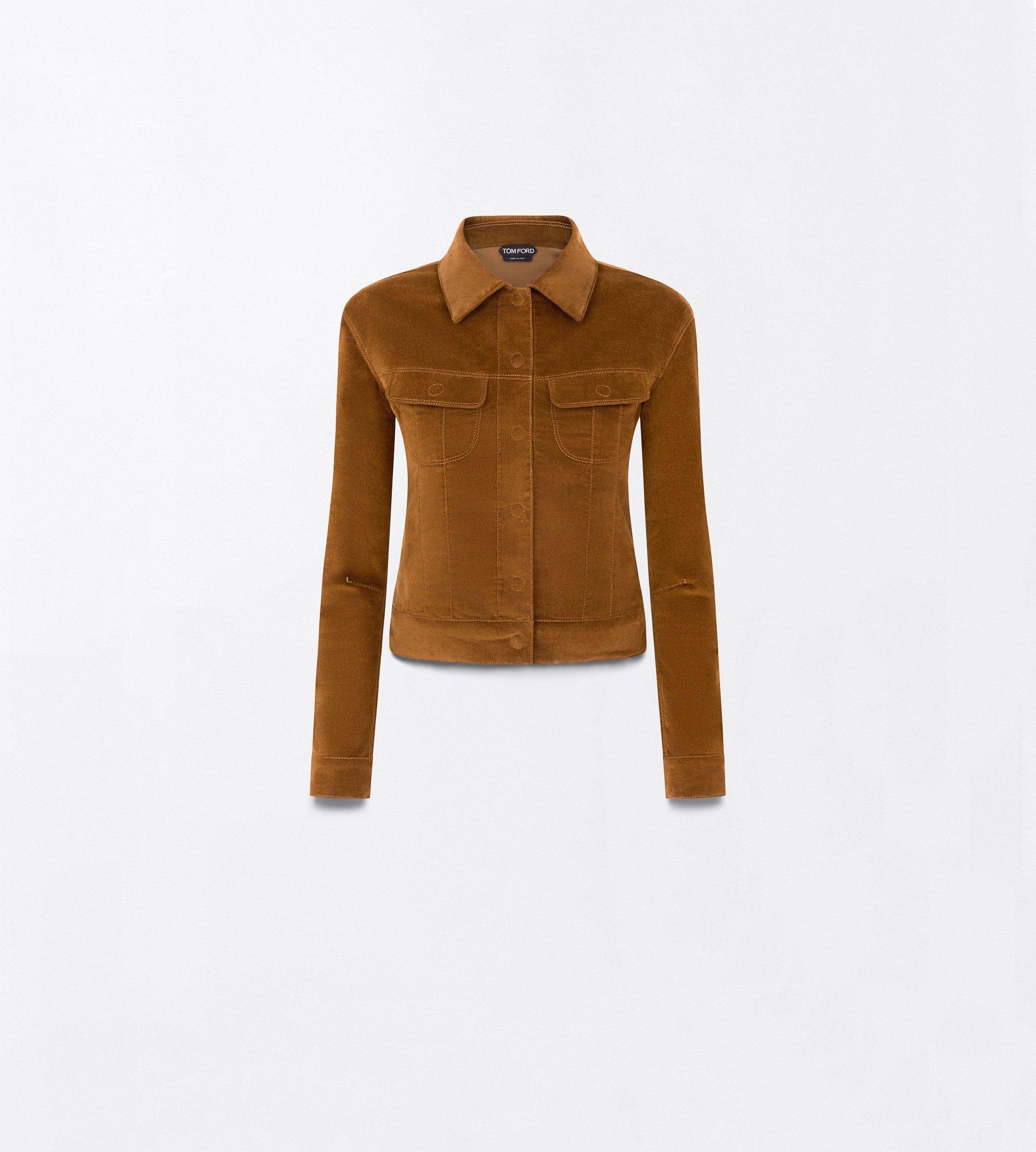 STRETCH COTTON VELVET WESTERN JACKET WITH T-TRIM
