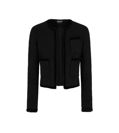 WEAVE STITCH SILK KNIT CHASSEUR JACKET