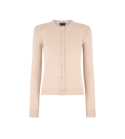 CREWNECK CARDIGAN WITH SHOULDER PADS