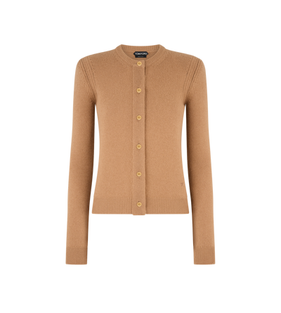 CREWNECK CARDIGAN WITH SHOULDER PADS